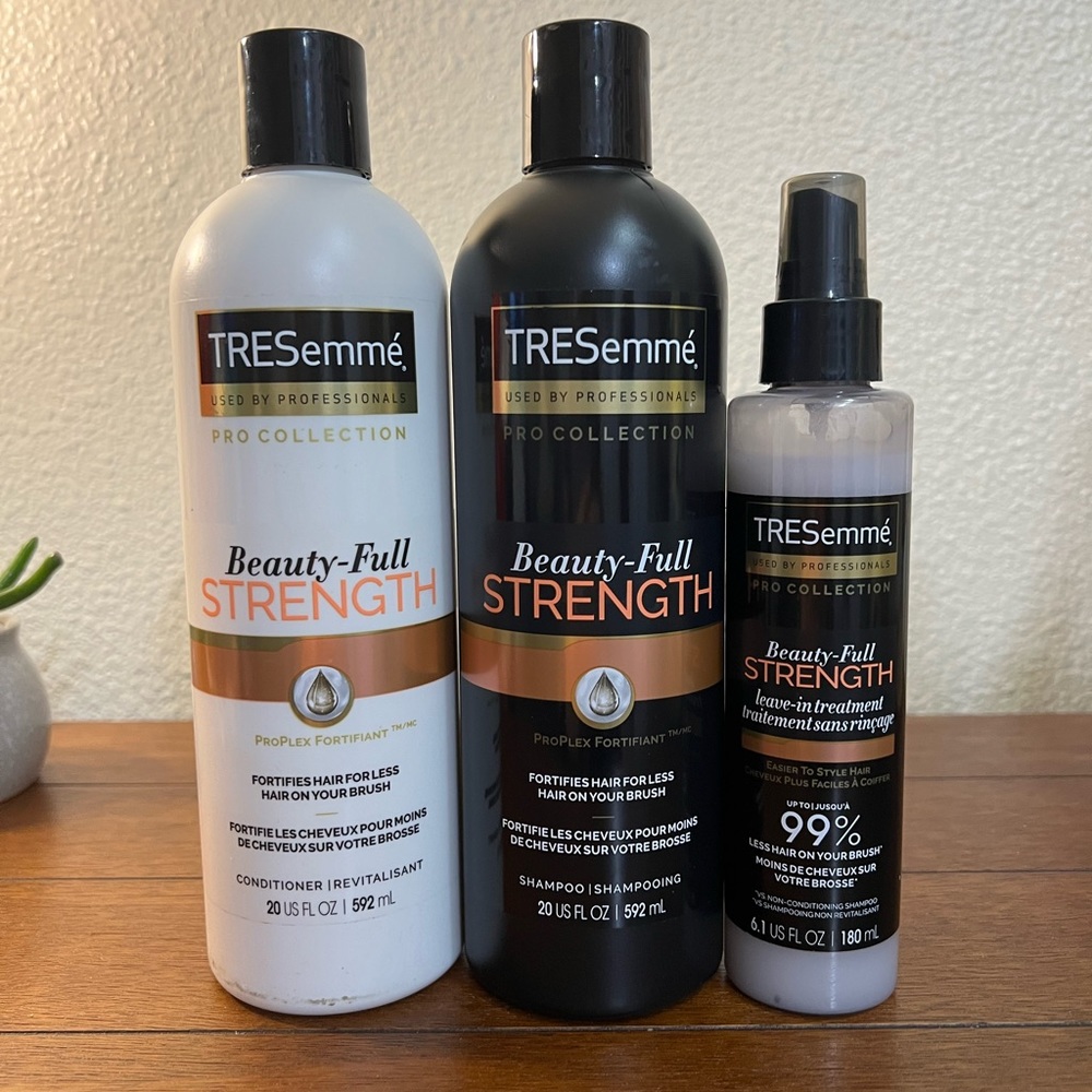 New TRESemme’ Beauty-Full Strength Shampoo, Conditioner, & Leave-In Spray Bundle